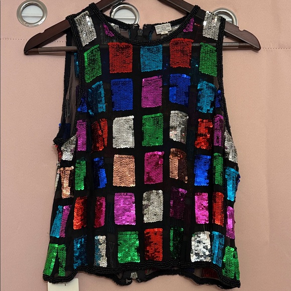 Multicolor Vintage Sequin Sleeveless Blouse - Picture 3 of 13